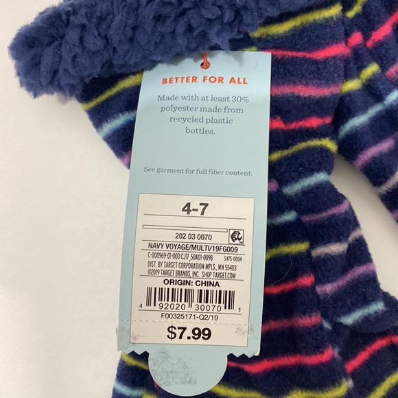 Cat & Jack gils navy voyage multicolored gloves size 4-7 - Picture 3 of 5